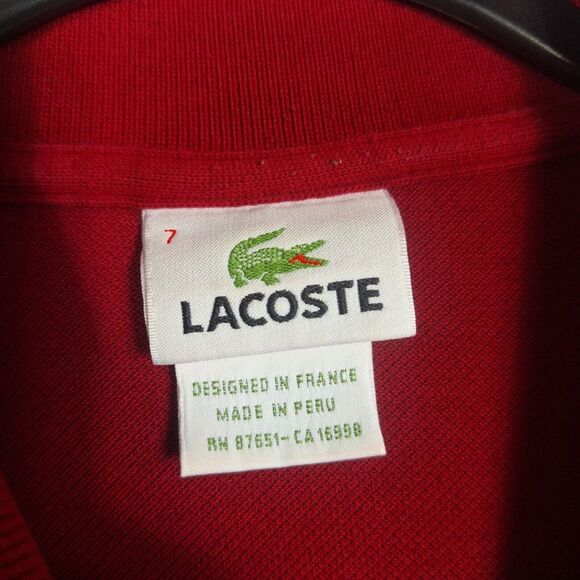 Lacoste Polo Shirt Mens size 7 Red Short Sleeve Knit - Picture 3 of 7
